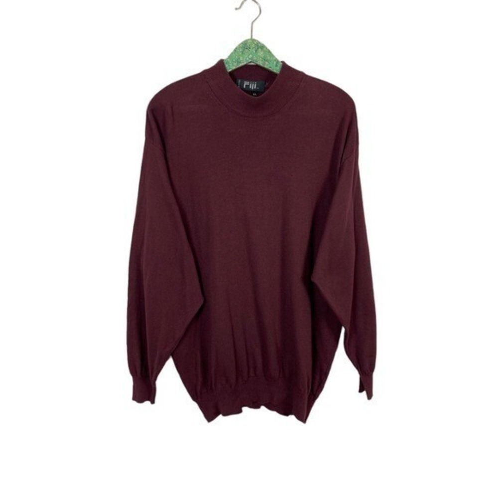 Fiji‎ Made In Italy Burgundy Knit Sweater Pullover XL Luxury Designer Vintage